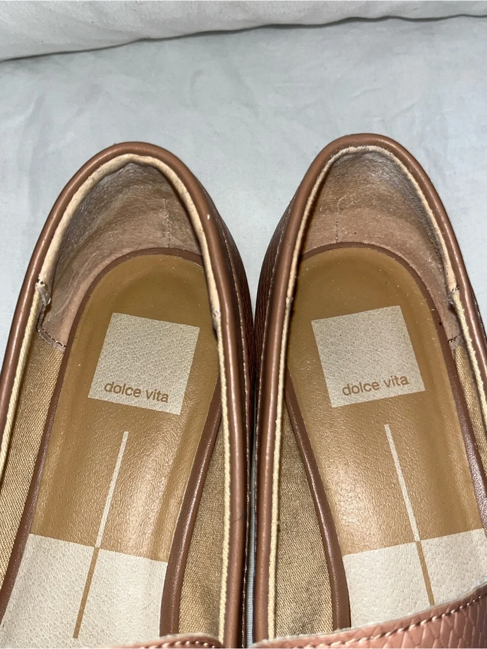 Dolce Vita Light Brown Alma Faux Leather Wedge Heel Loafer